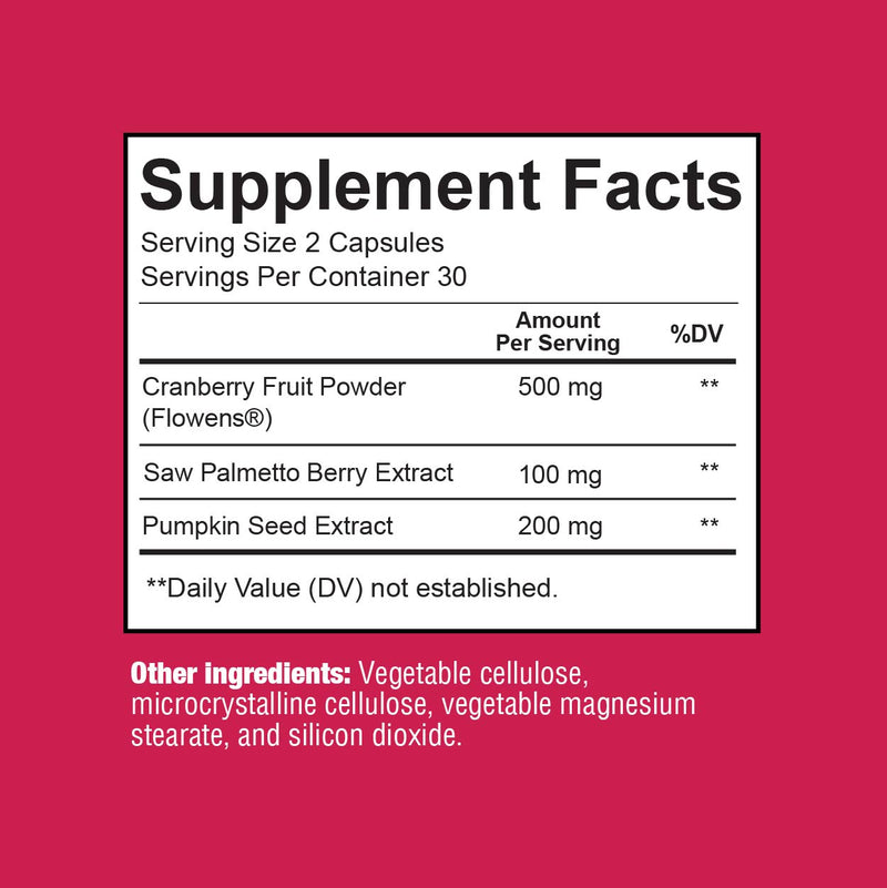 Premium Bladder Support Supplement – Bladder Control Supplement for Occasional Urinary Urgency, Frequency & Leakage – With Clinically Studied Cranberry, Pumpkin & Saw Palmetto - 60 Capsules - Sunergetic