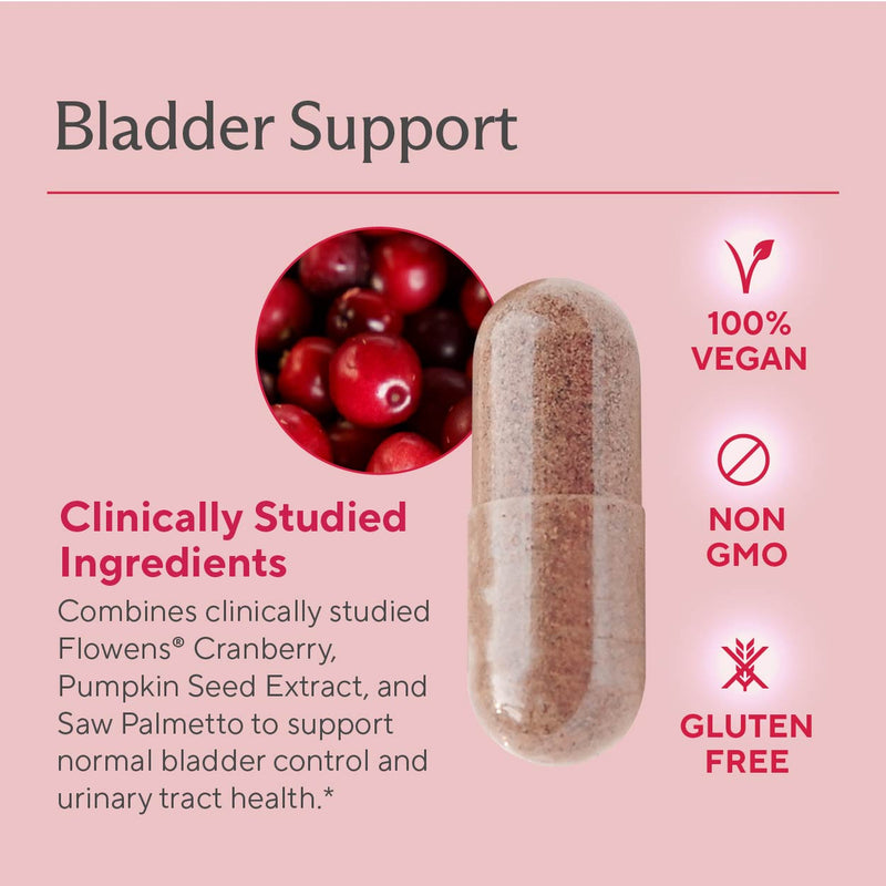 Premium Bladder Support Supplement – Bladder Control Supplement for Occasional Urinary Urgency, Frequency & Leakage – With Clinically Studied Cranberry, Pumpkin & Saw Palmetto - 60 Capsules - Sunergetic