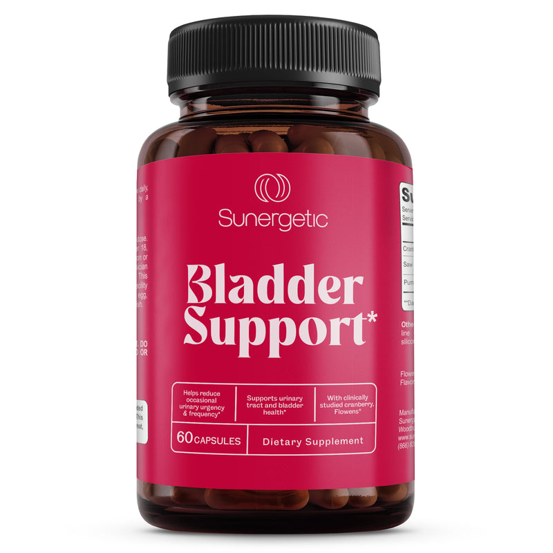 Premium Bladder Support Supplement – Bladder Control Supplement for Occasional Urinary Urgency, Frequency & Leakage – With Clinically Studied Cranberry, Pumpkin & Saw Palmetto - 60 Capsules - Sunergetic