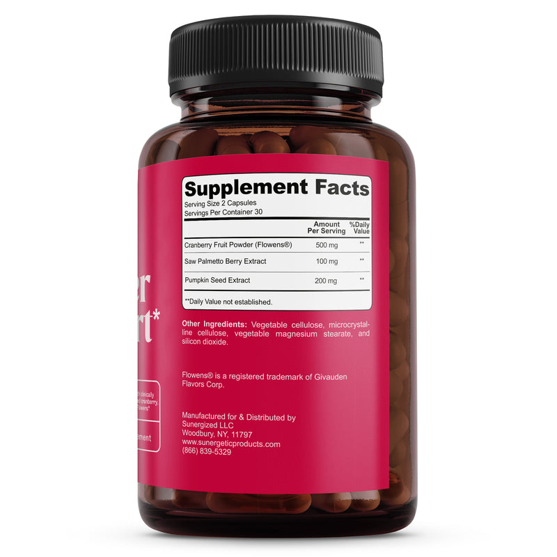 Premium Bladder Support Supplement – Bladder Control Supplement for Occasional Urinary Urgency, Frequency & Leakage – With Clinically Studied Cranberry, Pumpkin & Saw Palmetto - 60 Capsules - Sunergetic