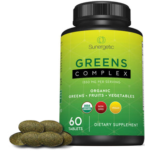 Premium USDA Organic Greens Superfood Tablets -Includes Organic Greens, Fruits & Vegetables - Sunergetic