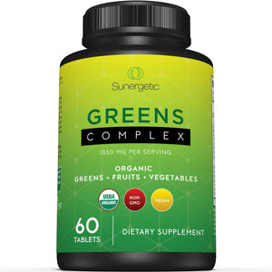 Premium USDA Organic Greens Superfood Tablets -Includes Organic Greens, Fruits & Vegetables - Sunergetic