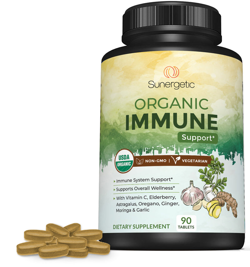Sunergetic USDA Organic Immune Support Supplement - 90 Tablets - Sunergetic