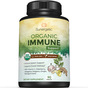 Sunergetic USDA Organic Immune Support Supplement - 90 Tablets - Sunergetic