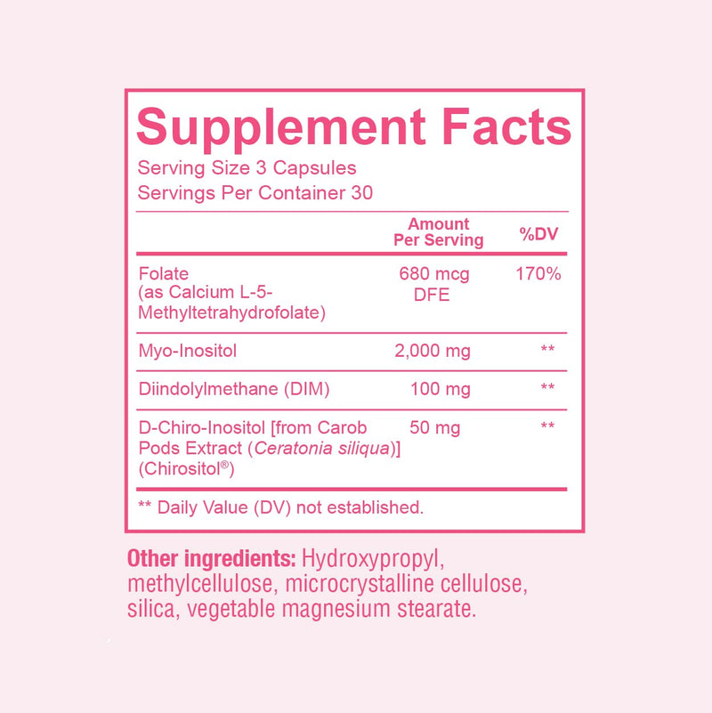 Premium Ovarian Health Support Supplement – Hormone Balance, Ovulation & Cycle Regularity - Myo-Inositol & D-Chiro Inositol Supplement for Women – 40:1 Inositol Ratio With Folate & DIM – 90 Capsules - Sunergetic