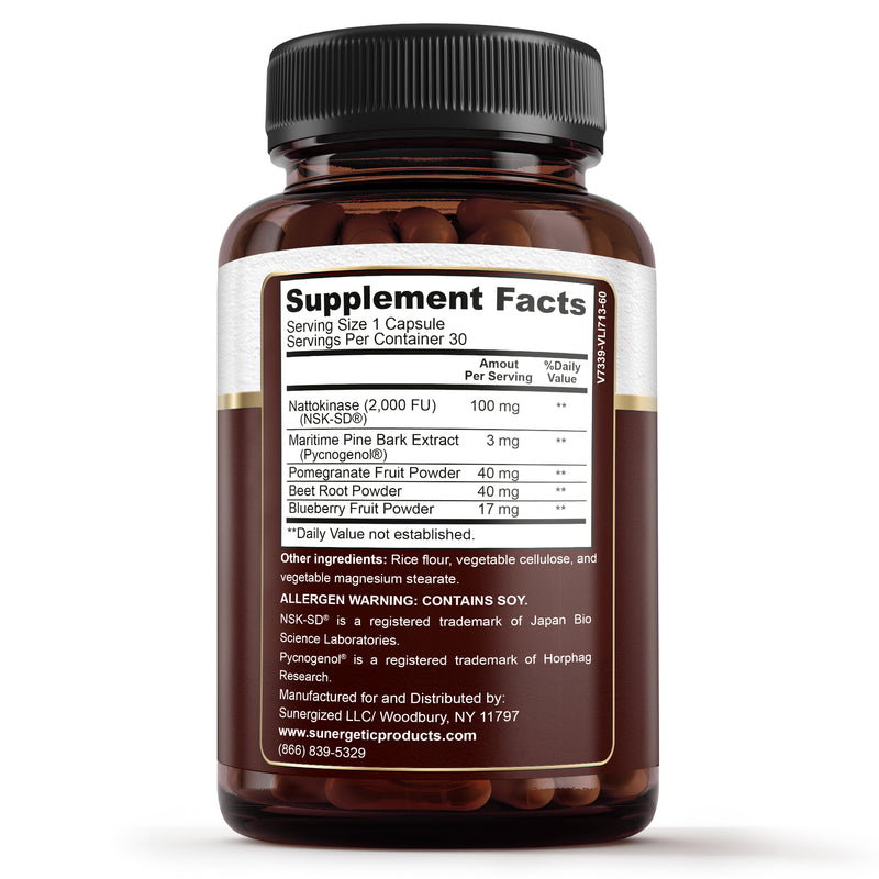 Premium Nattokinase Supplement for Arterial Support – 30 Capsules - Sunergetic