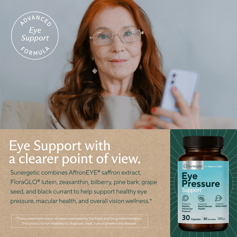 Premium Eye Pressure Support Supplement - 30 Count - Sunergetic