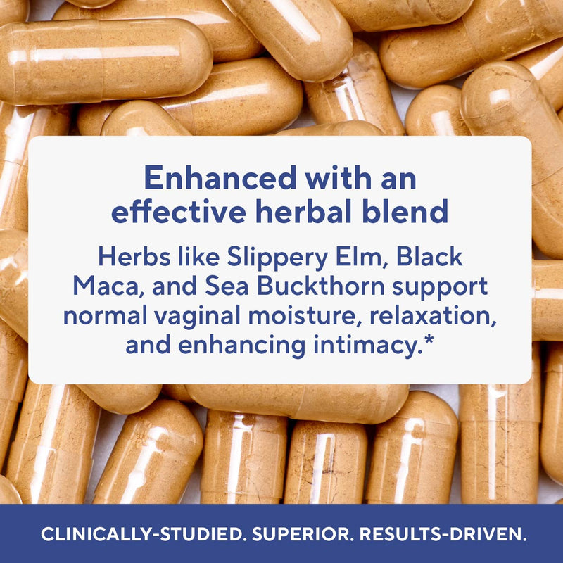 Premium Vaginal Moisture Support Capsules - Vaginal Moisture & Mood, Sexual Function, & Relaxation, Vaginal Dryness, Feminine Wellness & Intimacy, KSM 66 Ashwagandha, Slippery Elm & Maca - 60 Capsules - Sunergetic
