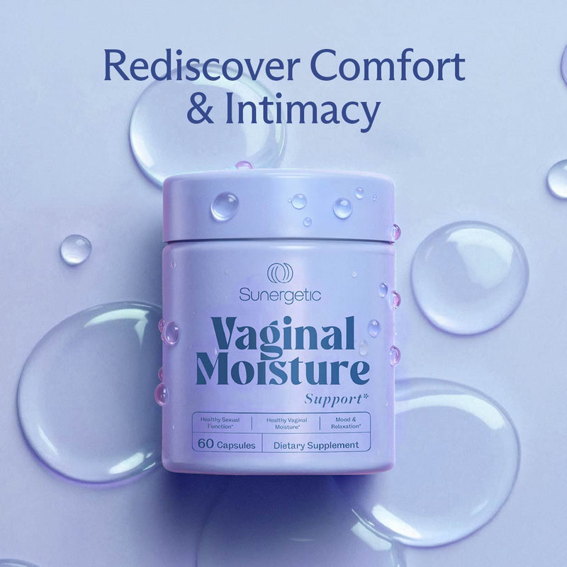 Premium Vaginal Moisture Support Capsules - Vaginal Moisture & Mood, Sexual Function, & Relaxation, Vaginal Dryness, Feminine Wellness & Intimacy, KSM 66 Ashwagandha, Slippery Elm & Maca - 60 Capsules - Sunergetic
