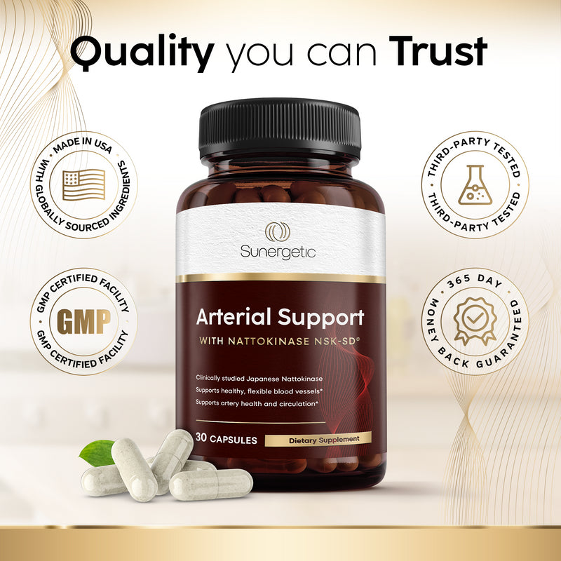 Premium Nattokinase Supplement for Arterial Support – 30 Capsules - Sunergetic