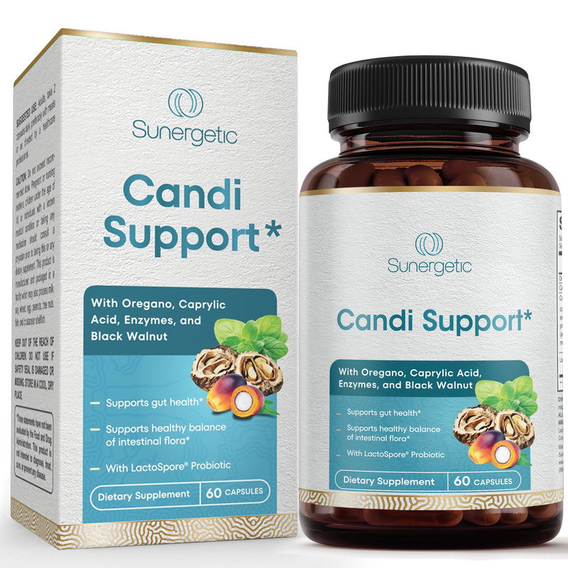 Premium Candida Cleanse Supplement – Candida Support Supplement Supports Gut Health, Digestion & Intestinal Flora - 60 Candi Support Capsules - Sunergetic