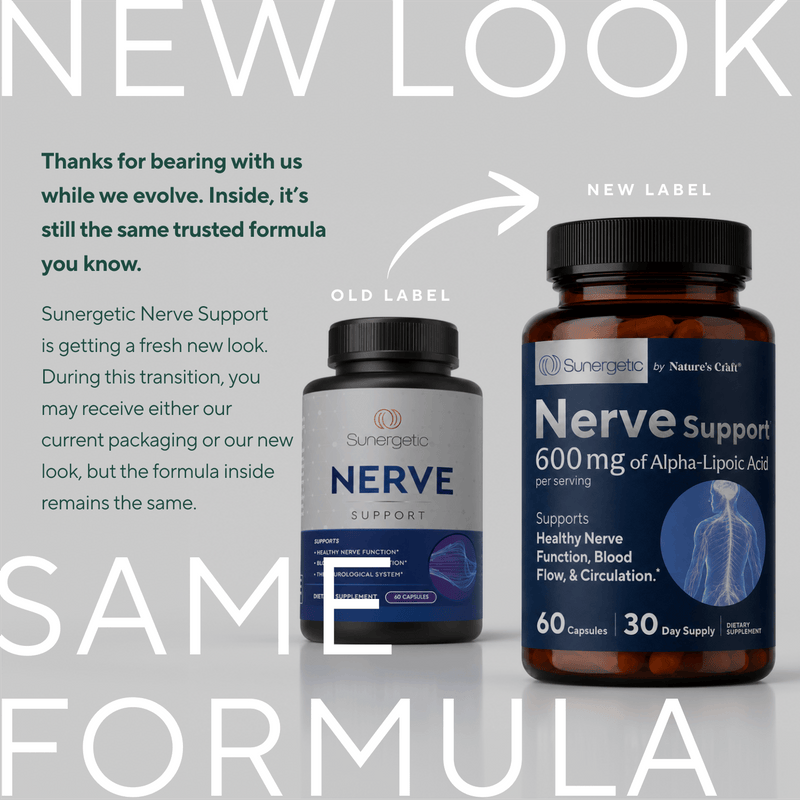 Premium Nerve Support Supplement - 60 Capsules - Sunergetic