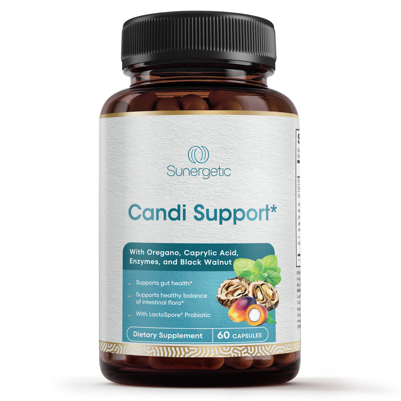 Premium Candida Cleanse Supplement – Candida Support Supplement Supports Gut Health, Digestion & Intestinal Flora - 60 Candi Support Capsules - Sunergetic