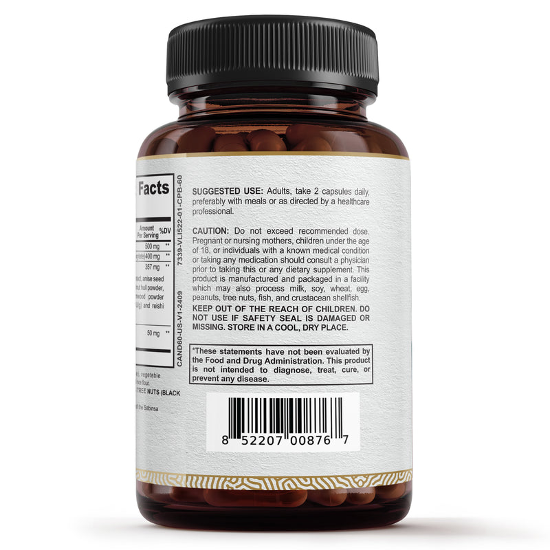 Premium Candida Cleanse Supplement – Candida Support Supplement Supports Gut Health, Digestion & Intestinal Flora - 60 Candi Support Capsules - Sunergetic