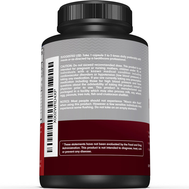 Premium Blood Pressure Support Supplement - 90 Capsules - Sunergetic