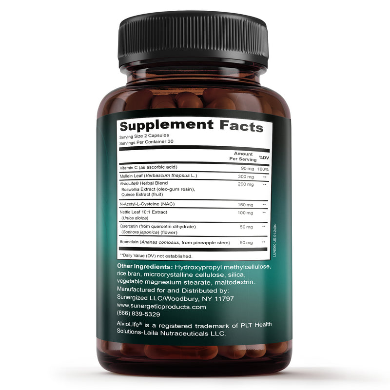 Premium Lung Support Supplement – 60 Capsules - Sunergetic