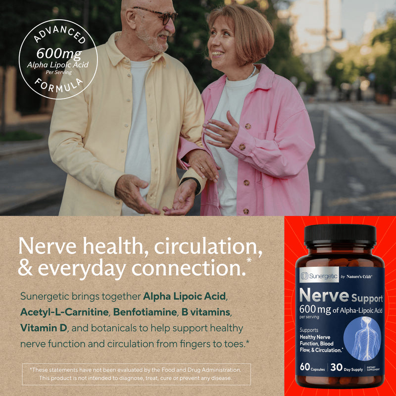 Premium Nerve Support Supplement - 60 Capsules - Sunergetic