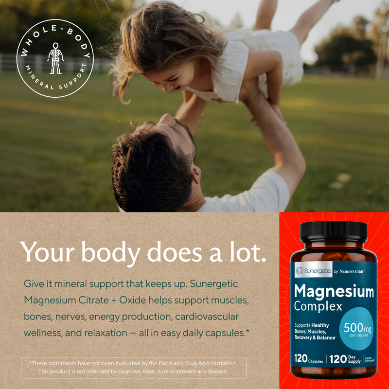 Premium Magnesium Citrate & Oxide Supplement - Sunergetic