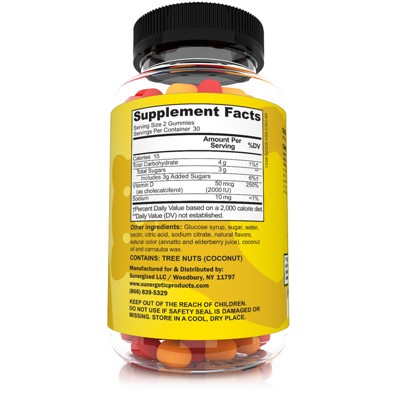 Premium Vitamin D3 Gummies – 2000 IU of Vitamin D3 per Serving - Sunergetic