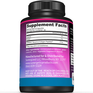 Premium Collagen Peptides Capsules – Includes 2,500 mg of VERISOL® Collagen Type 1 & Type 3 - Sunergetic