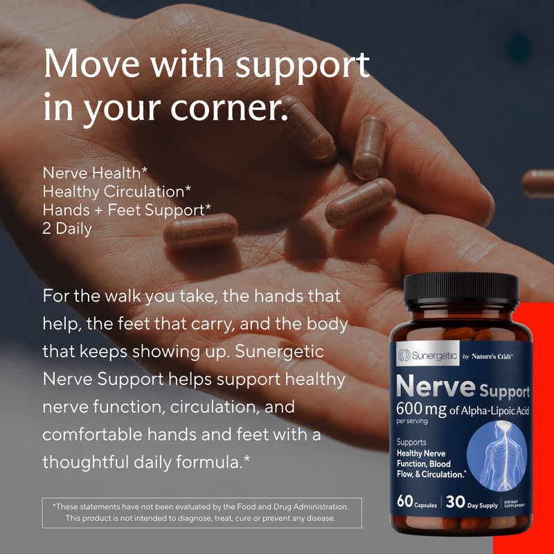 Premium Nerve Support Supplement - 60 Capsules - Sunergetic