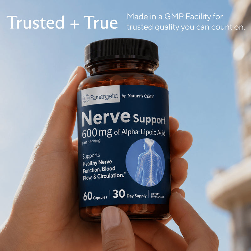 Premium Nerve Support Supplement - 60 Capsules - Sunergetic