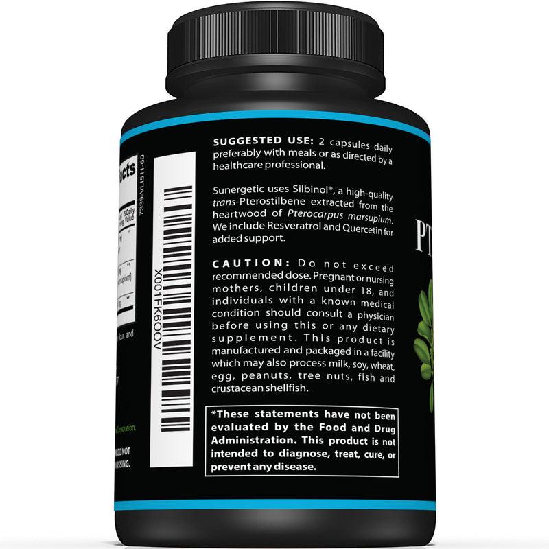 Powerful Pterostilbene Supplement - With Resveratrol & Quercetin - Sunergetic