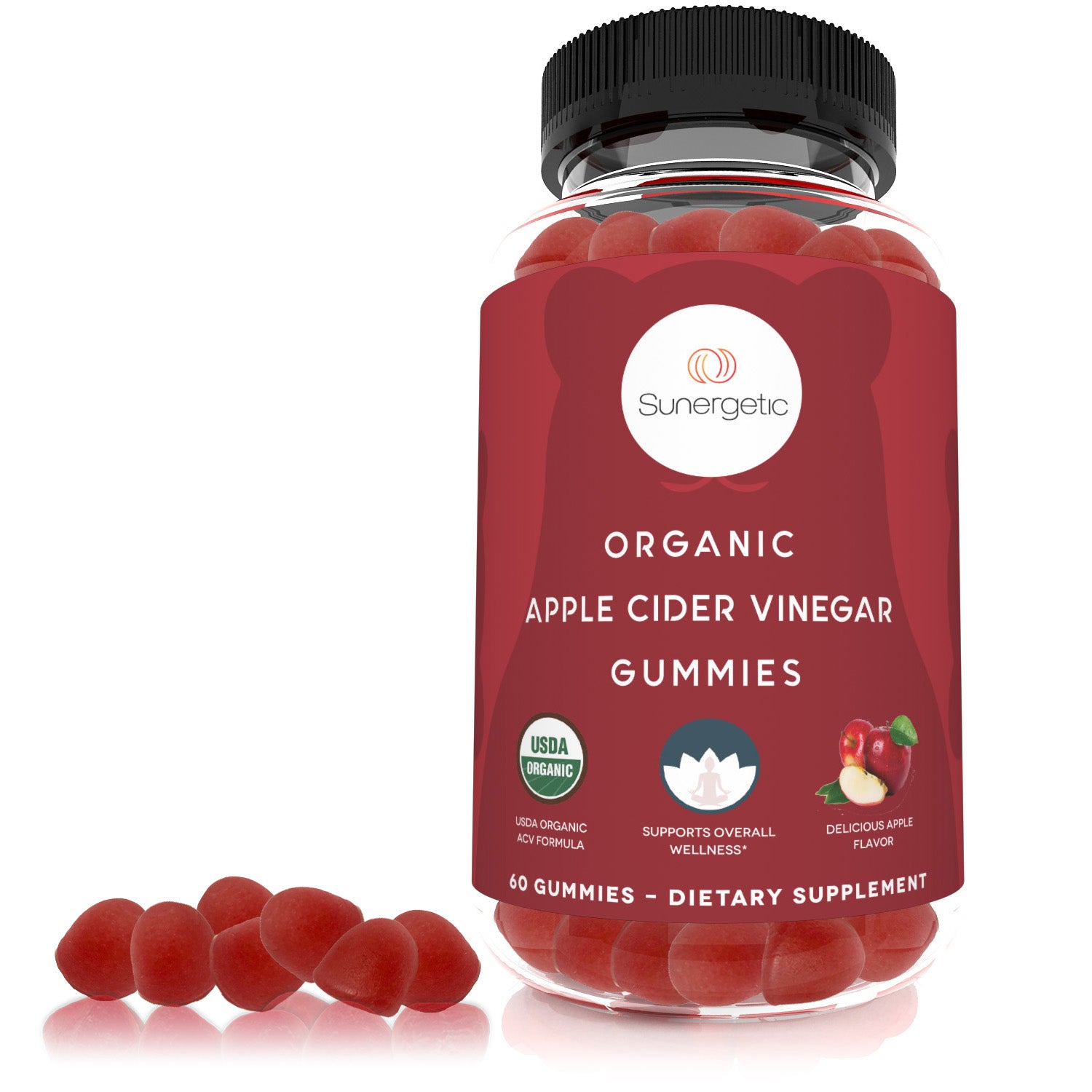 Apple Cider Vinegar Gummies with The Mother - ACV Gummies for Detox,  Cleansing & Immune Support - Made with Black Carrot & Ginger Dry Extract -  Pectin