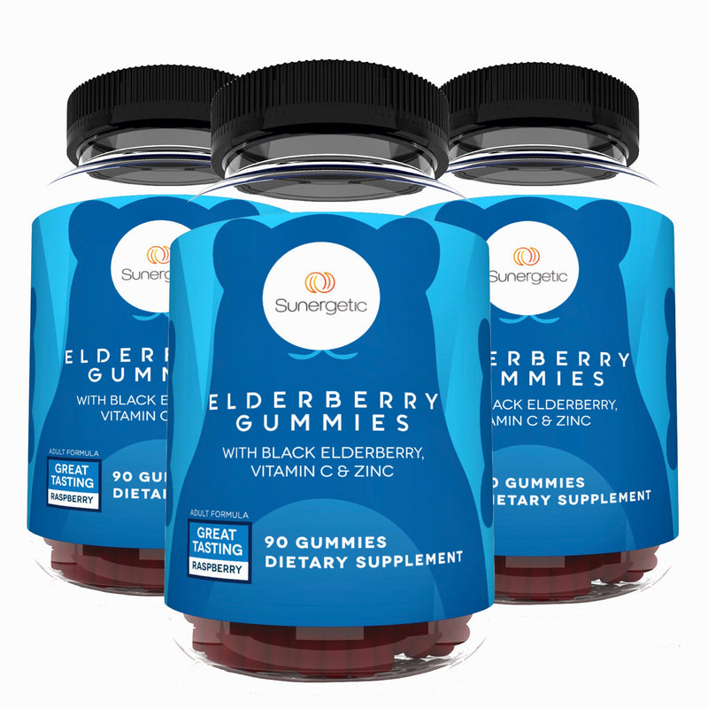 Sunergetic Premium Black Elderberry Gummies with Vitamin C & Zinc - Sunergetic