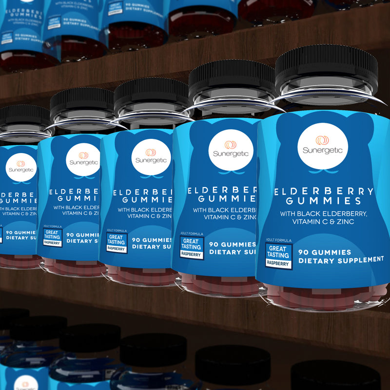 Sunergetic Premium Black Elderberry Gummies with Vitamin C & Zinc - Sunergetic