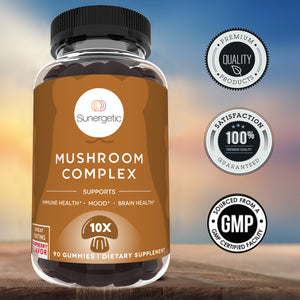 Premium Mushroom Gummies Supplement - 90 Gummies - Sunergetic