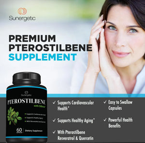 Powerful Pterostilbene Supplement - With Resveratrol & Quercetin - Sunergetic