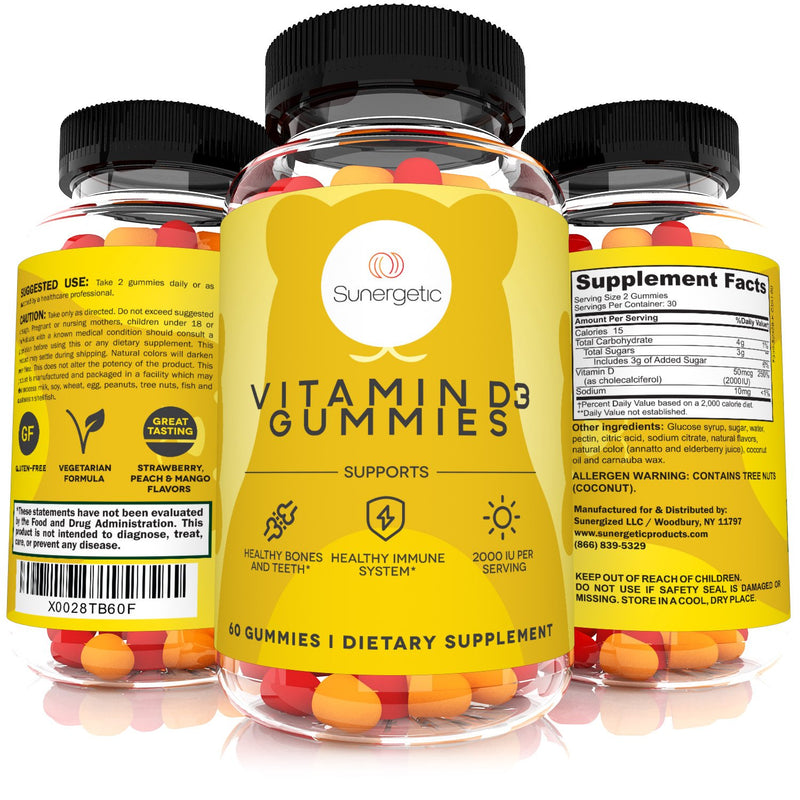 Premium Vitamin D3 Gummies – 2000 IU of Vitamin D3 per Serving - Sunergetic