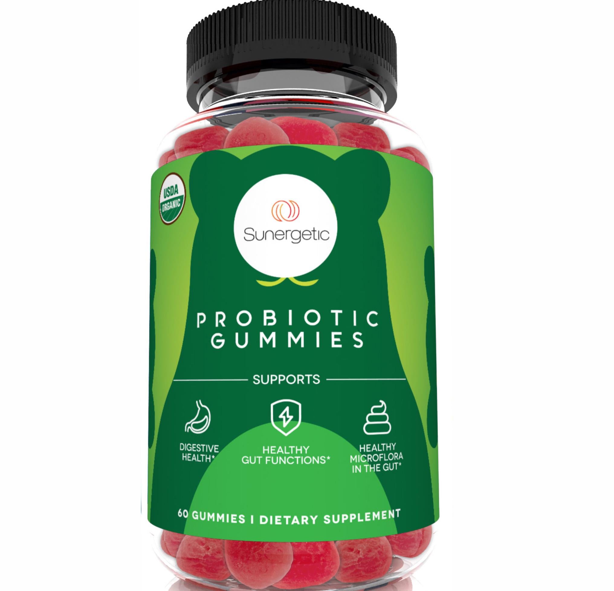 Organic Probiotic Gummies – 5 Billion CFU Per Serving - 60 Probiotic Gummies - Sunergetic